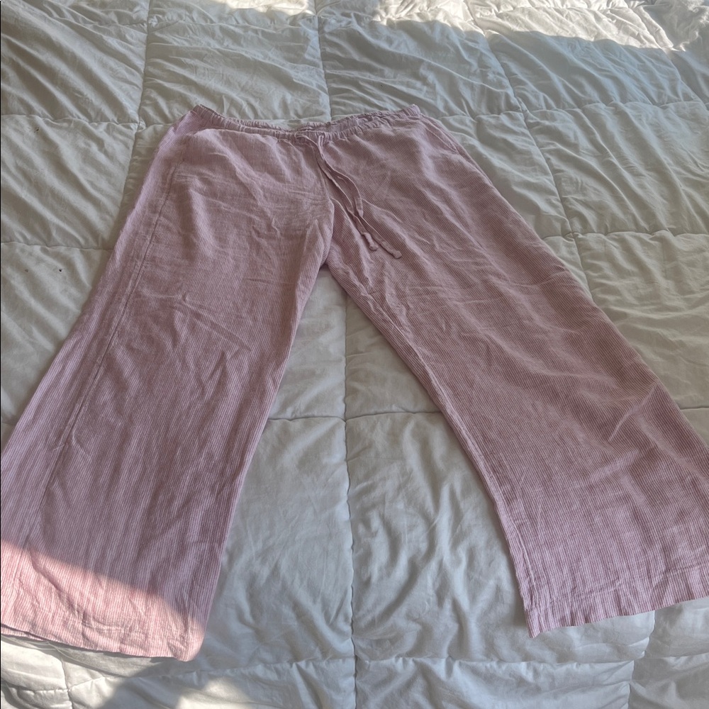 Hollister Pink Striped Linen Pants